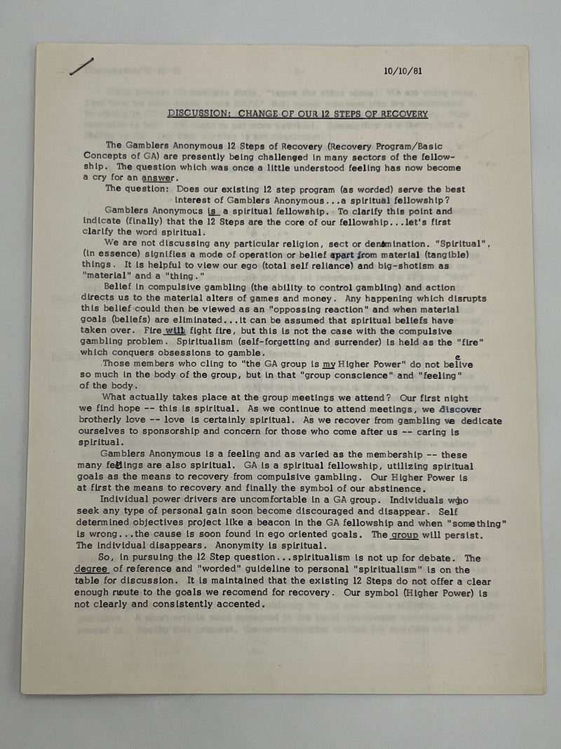 The Jim Willis & Early Gamblers Anonymous Archive
