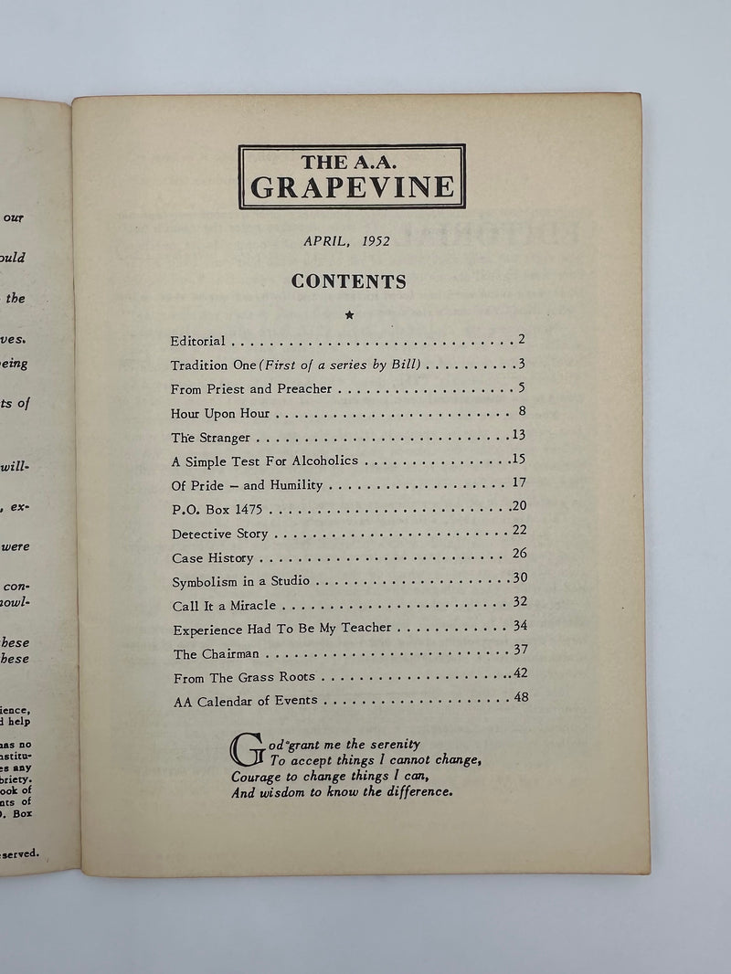 Copy of AA Grapevine - Tradition One by Bill - April 1952 Recovery Collectibles