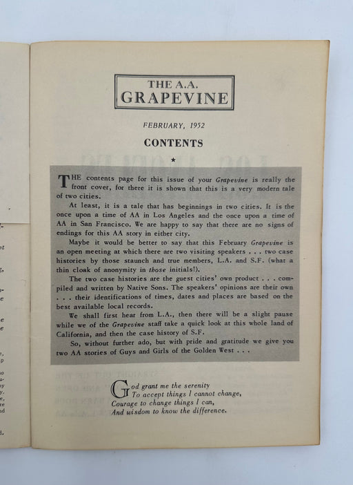 Copy of AA Grapevine - California Early History - February 1952 Recovery Collectibles