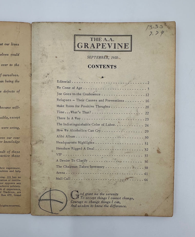 AA Grapevine - We Come of Age by Bill - September 1950 Recovery Collectibles