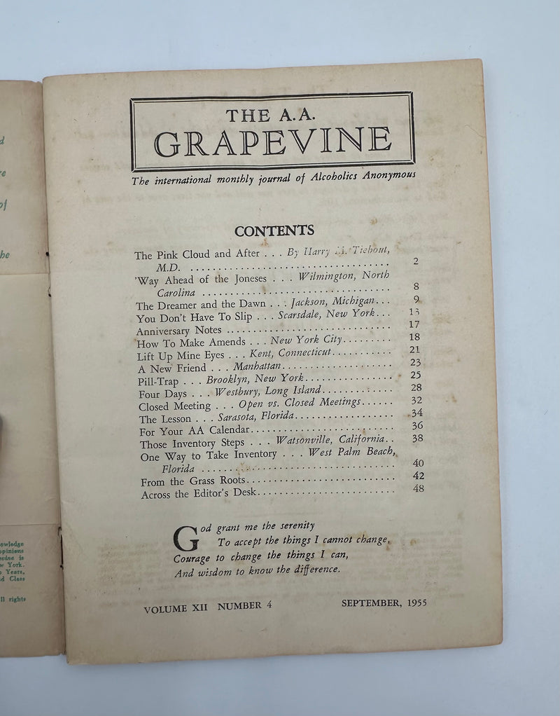 AA Grapevine September 1955 - The Pink Cloud and Afternoon by Harry Tiebout Recovery Collectibles