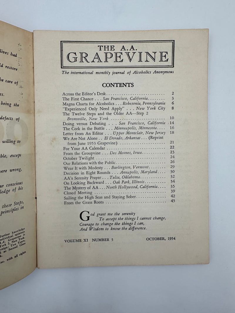 Copy of AA Grapevine - October 1954 Recovery Collectibles