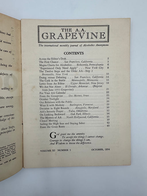 Copy of AA Grapevine - October 1954 Recovery Collectibles
