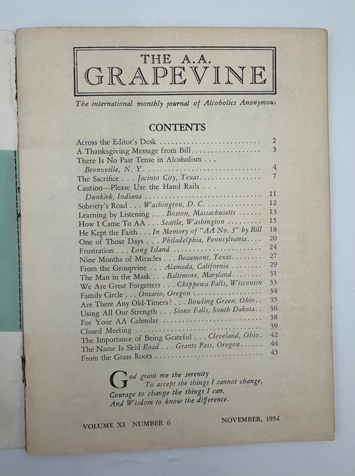 AA Grapevine from November 1954 Recovery Collectibles
