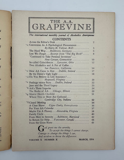 AA Grapevine - Conversion As A Psychological Phenomenon - March 1954 Recovery Collectibles