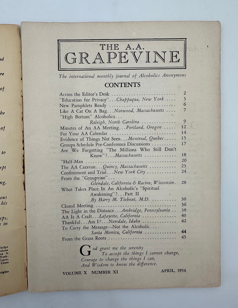 AA Grapevine - April 1954 Recovery Collectibles