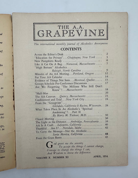 AA Grapevine - April 1954 Recovery Collectibles
