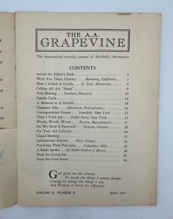 AA Grapevine from May 1954 Recovery Collectibles