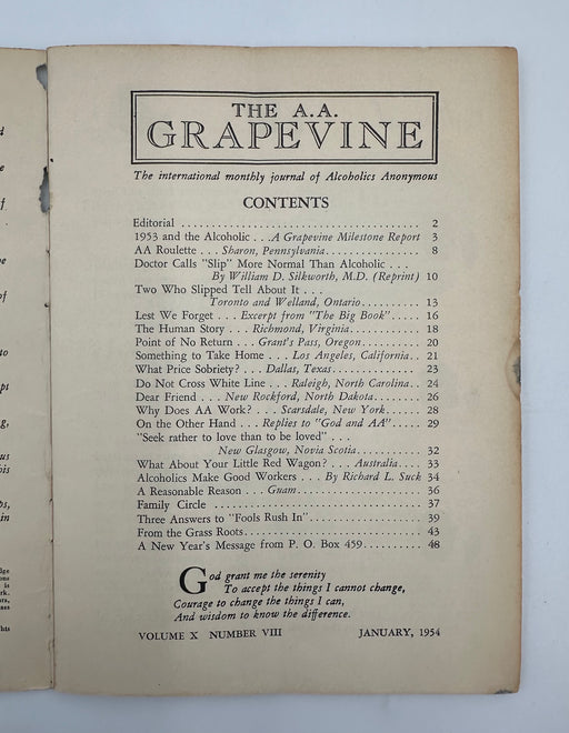 AA Grapevine - January 1954 Recovery Collectibles