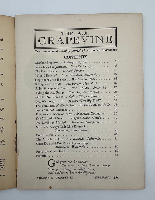 AA Grapevine - February 1954 Recovery Collectibles