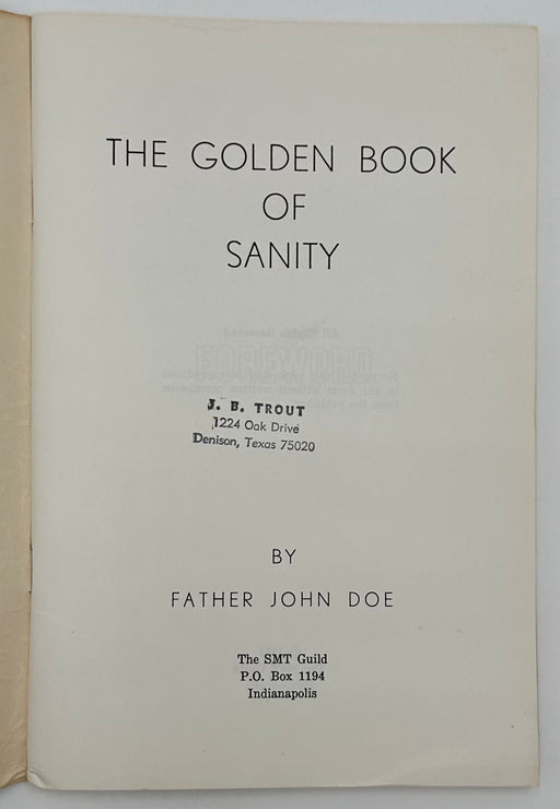 Copy of The Golden Book of Principles by Father John Doe(Ralph Pfau) - 1st Printing West Coast Collection