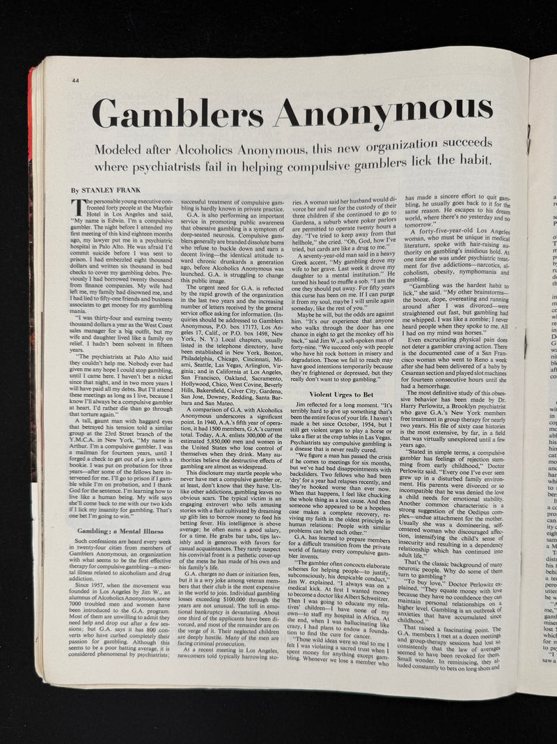 The Jim Willis & Early Gamblers Anonymous Archive