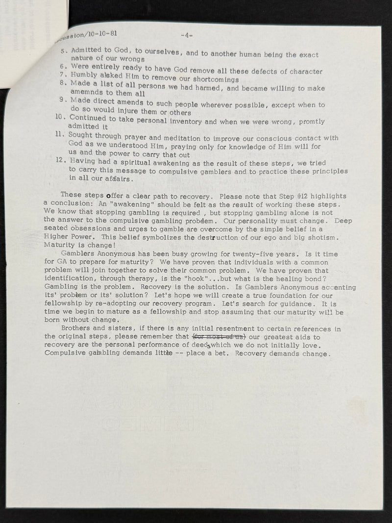 The Jim Willis & Early Gamblers Anonymous Archive