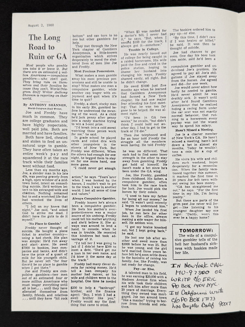 The Jim Willis & Early Gamblers Anonymous Archive
