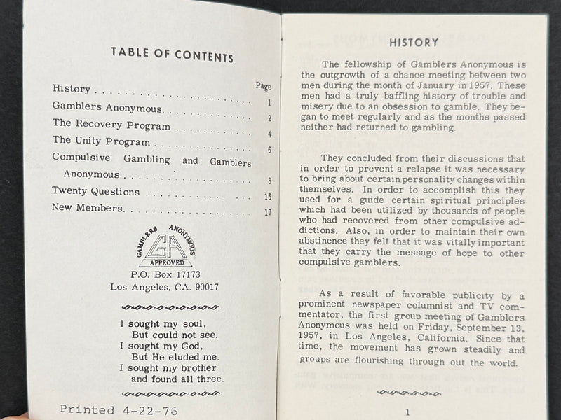 The Jim Willis & Early Gamblers Anonymous Archive