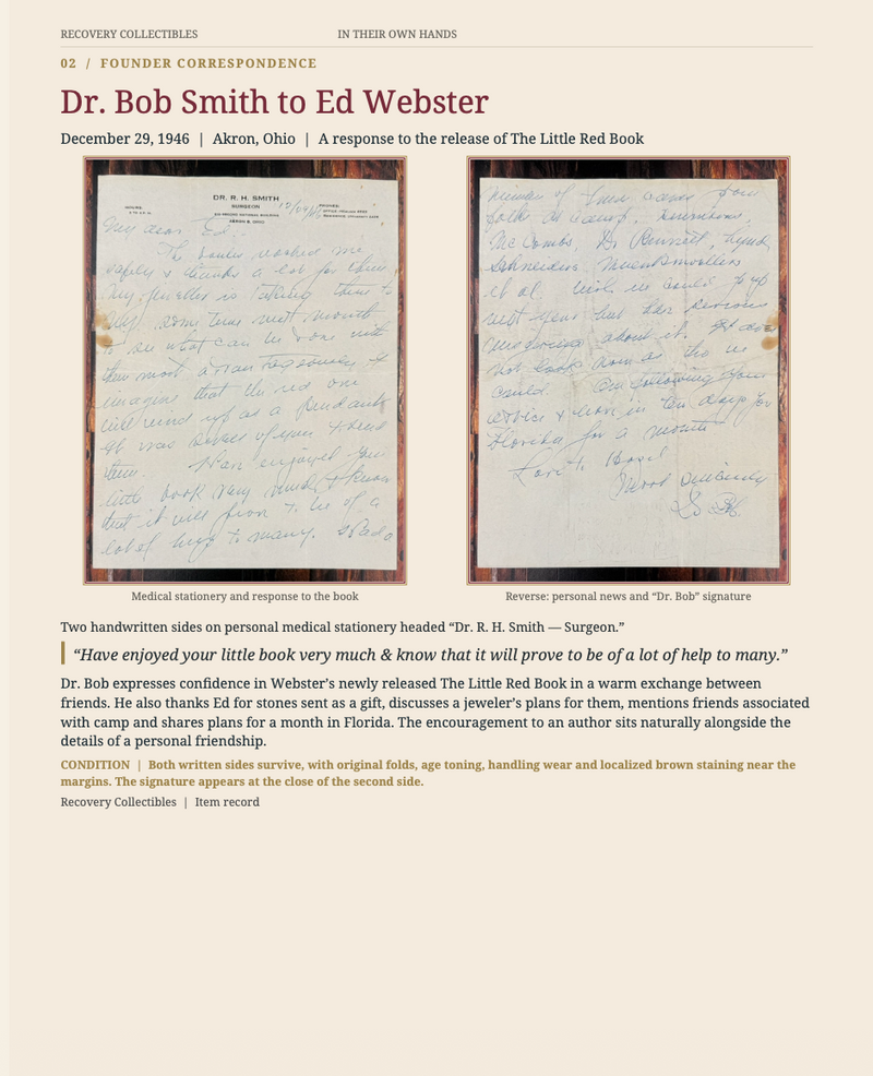 In Their Own Hands | Original Letters from Bill Wilson, Dr. Bob Smith, Jim Burwell & Hank Parkhurst