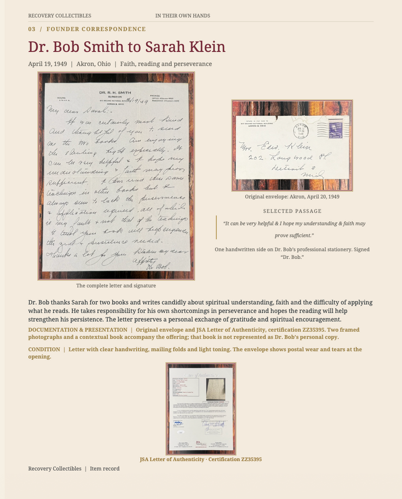 In Their Own Hands | Original Letters from Bill Wilson, Dr. Bob Smith, Jim Burwell & Hank Parkhurst