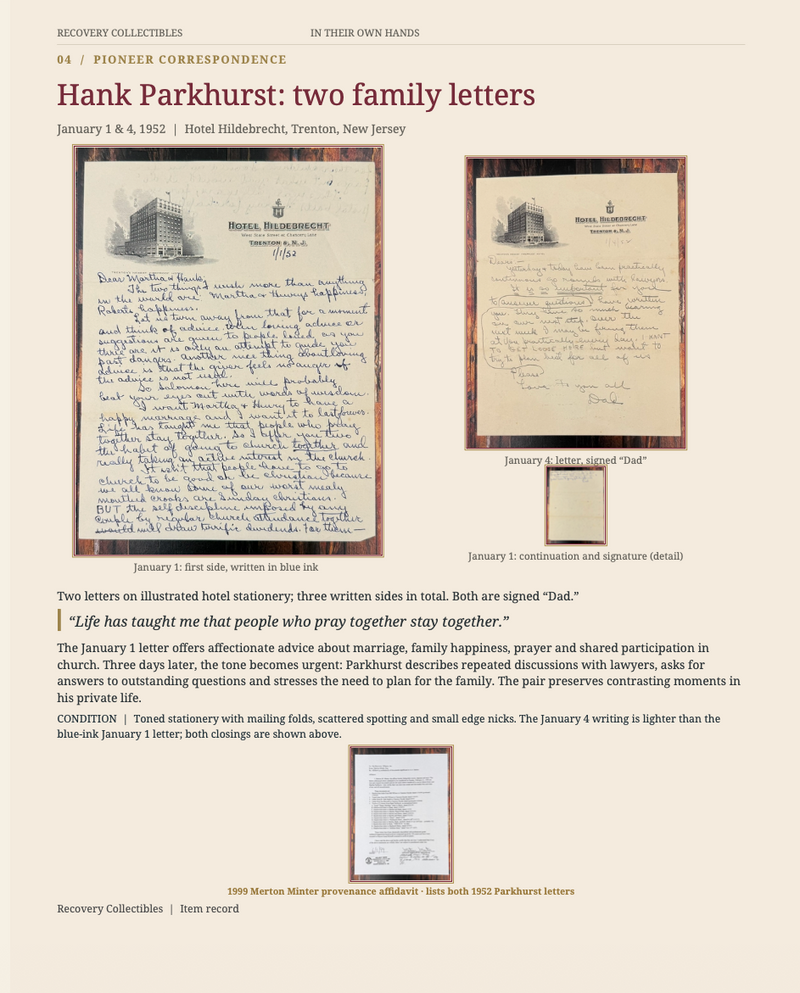 In Their Own Hands | Original Letters from Bill Wilson, Dr. Bob Smith, Jim Burwell & Hank Parkhurst