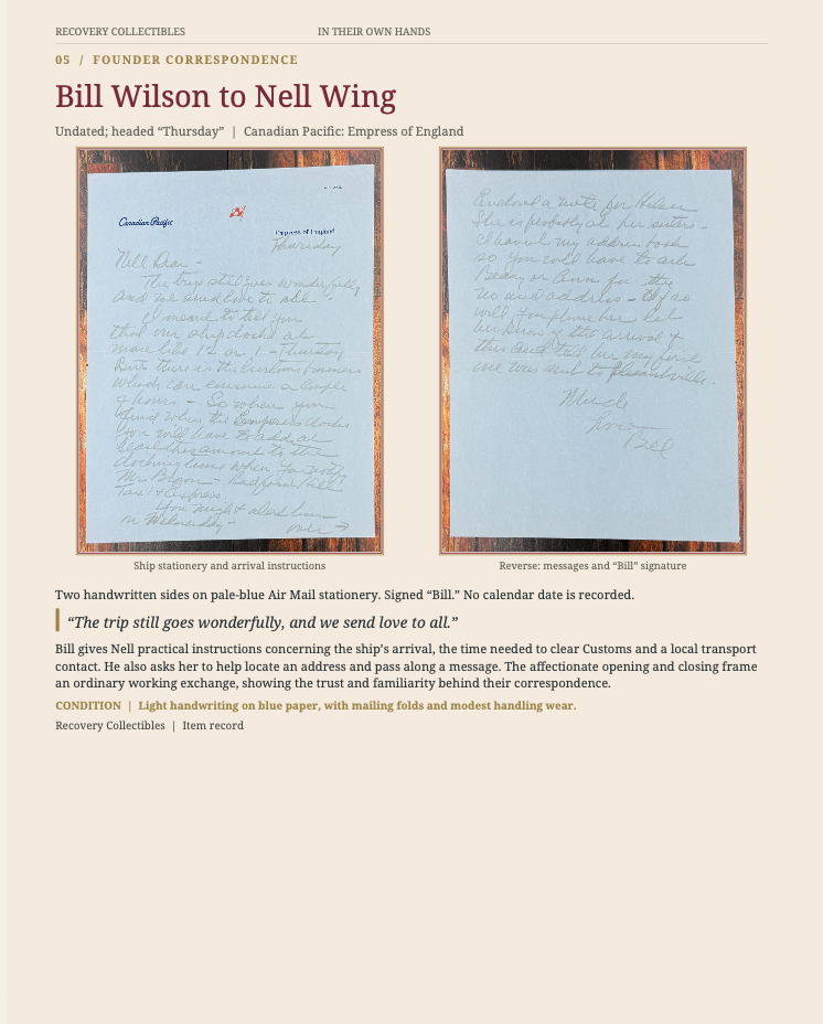 In Their Own Hands | Original Letters from Bill Wilson, Dr. Bob Smith, Jim Burwell & Hank Parkhurst