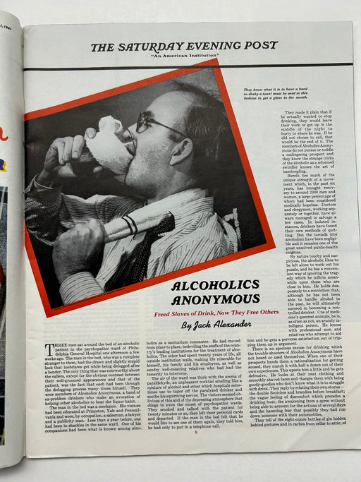 Saturday Evening Post from March 1, 1941 - Alcoholics Anonymous Alan Fertel