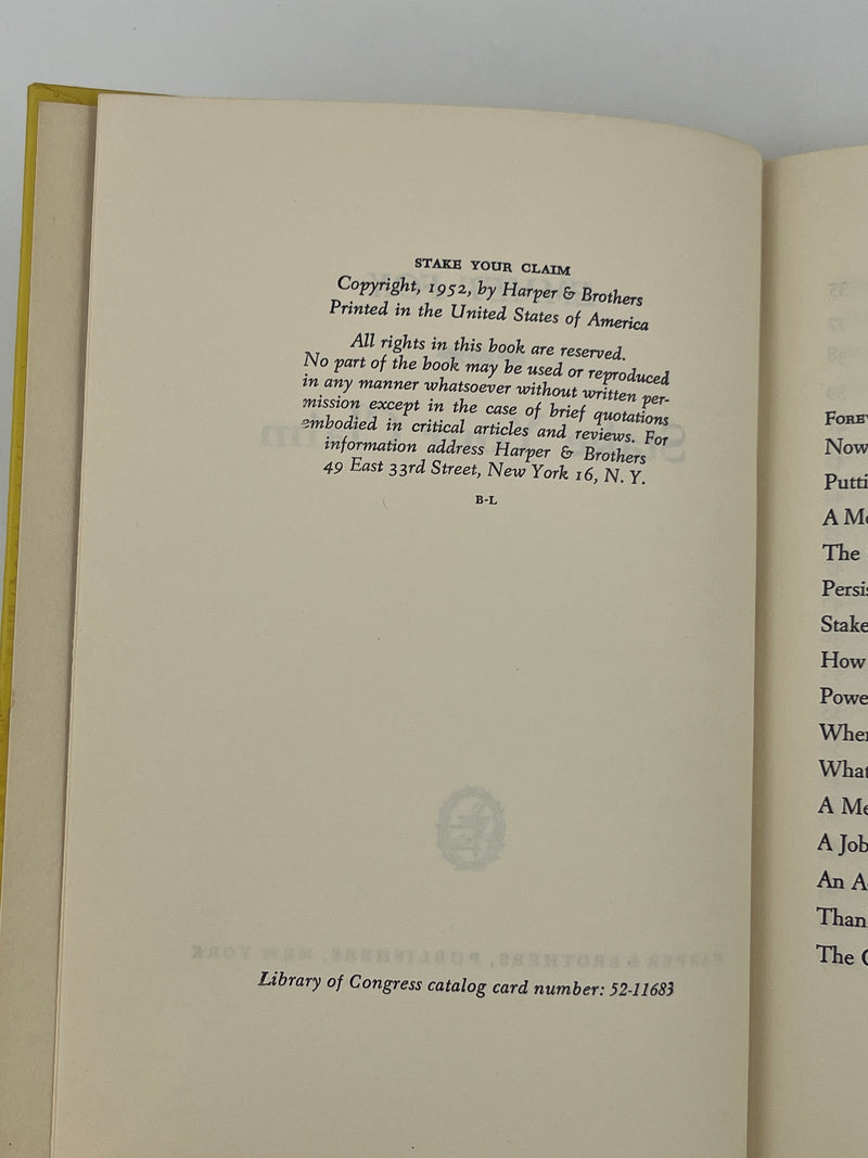 Stake Your Claim by Emmet Fox - 1952 David Shaw