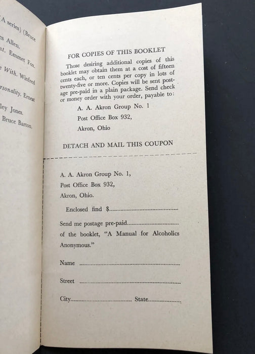 2nd Edition AKRON MANUAL  Alcoholics Anonymous King School Group #1 w/Dr. Bob 1940's Recovery Collectibles