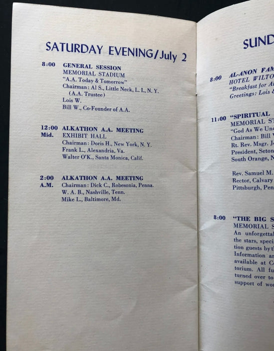 Original Program for 1960 AA International Convention in Long Beach Recovery Collectibles