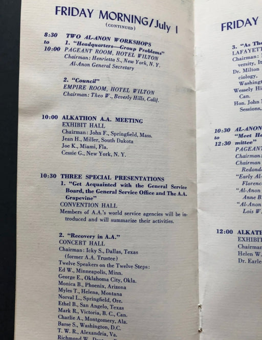 Original Program for 1960 AA International Convention in Long Beach Recovery Collectibles