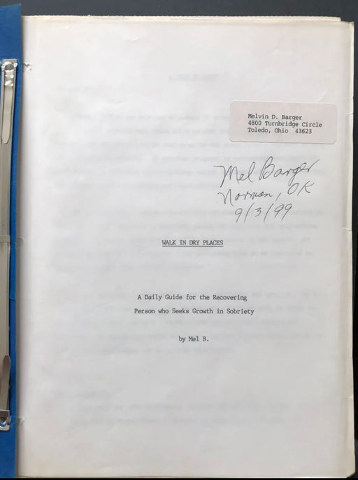Mel B. Signed Original Manuscript for "Walk in Dry Places" Recovery Collectibles