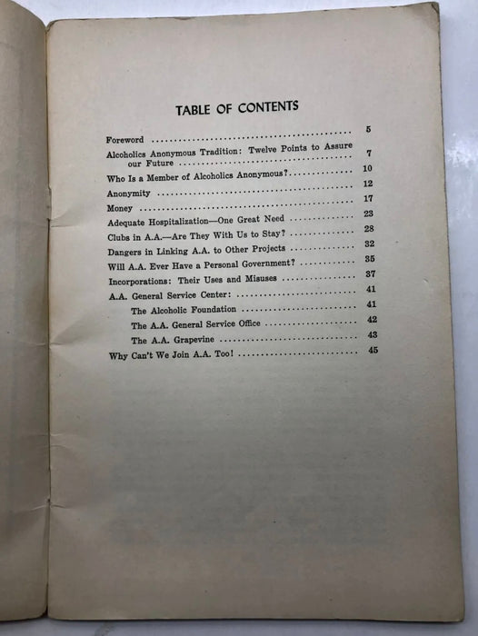 Alcoholics Anonymous 1947 TRADITIONS 48 page Booklet Works Publishing Recovery Collectibles