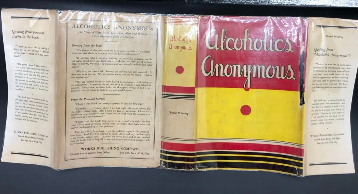 First Edition 4th Printing Big Book from 1943 with Rare Blue Cover - ODJ Recovery Collectibles
