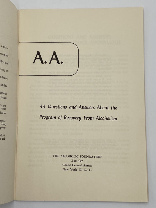 A.A. 44 Questions - 1952 Recovery Collectibles