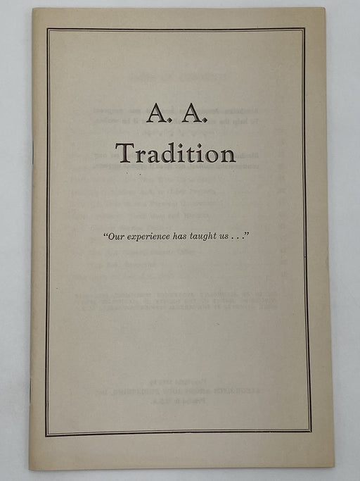 A.A. Tradition - 1953 Pamphlet Recovery Collectibles