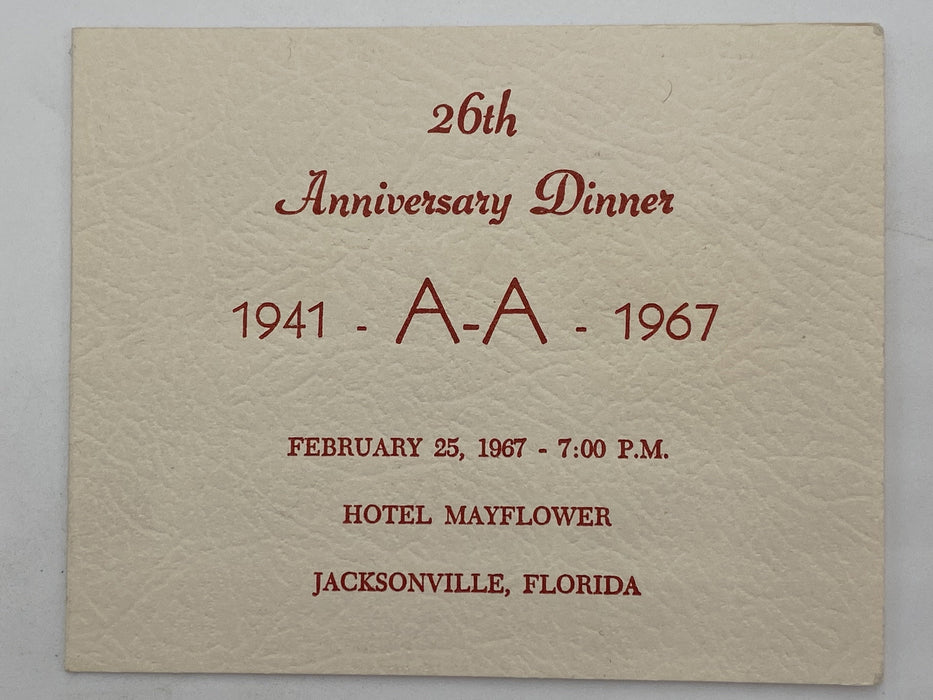 AA 26th Anniversary Dinner - Clarence S - 1967 Recovery Collectibles