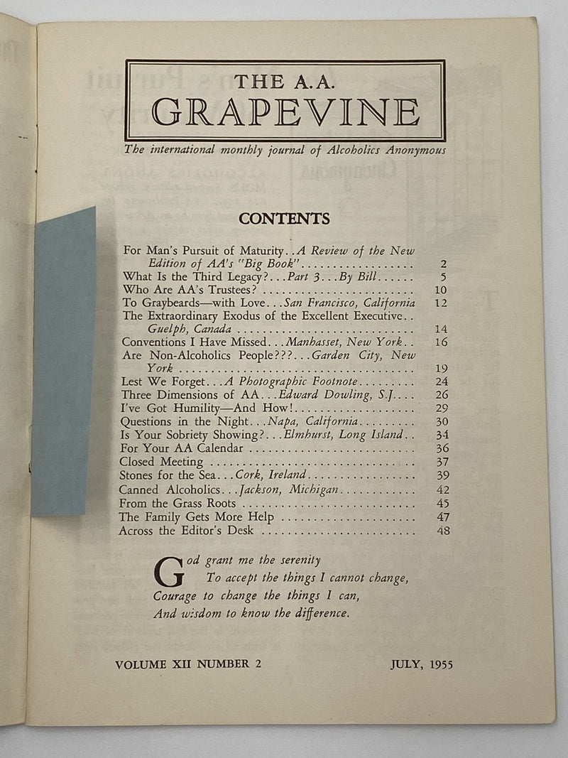 AA Grapevine - 1955 International Convention Issue - July 1955 Recovery Collectibles