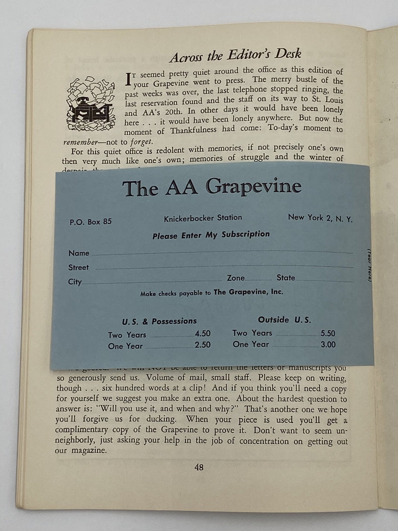 AA Grapevine - 1955 International Convention Issue - July 1955 Recovery Collectibles