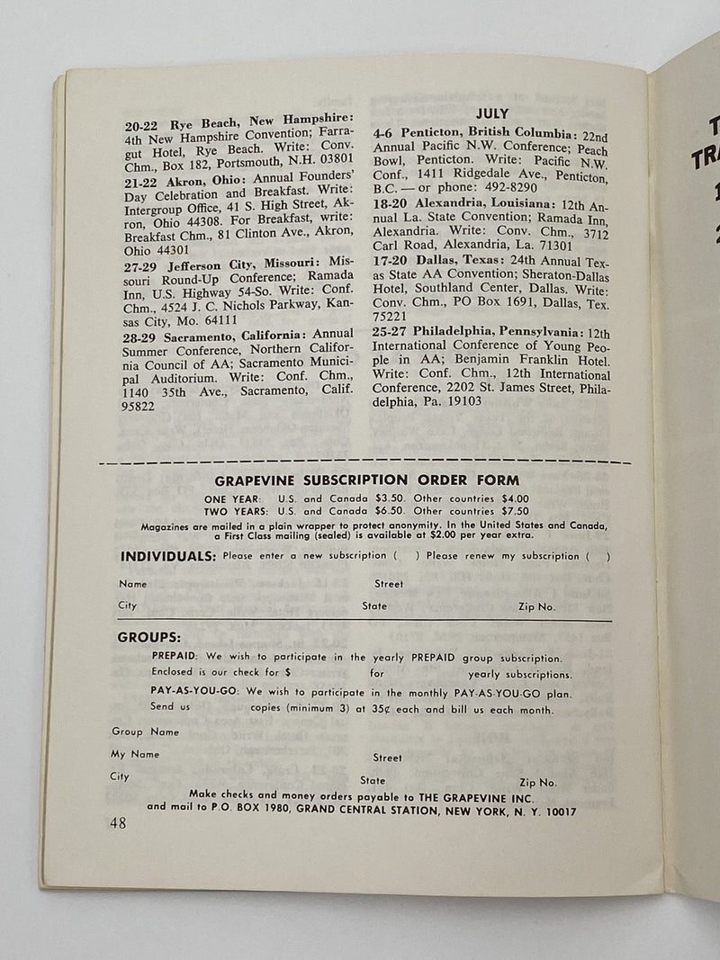 AA Grapevine - 25th Anniversary - June 1969 Recovery Collectibles