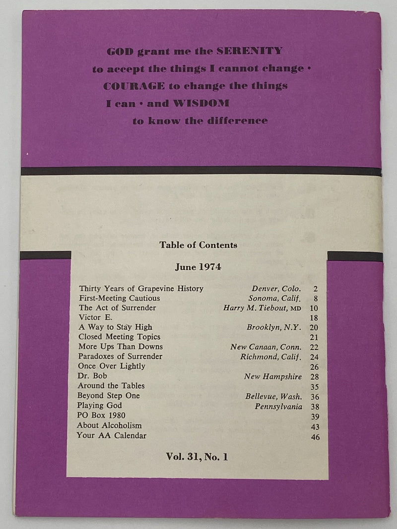 AA Grapevine - 30th Anniversary Issue - June 1974 Recovery Collectibles
