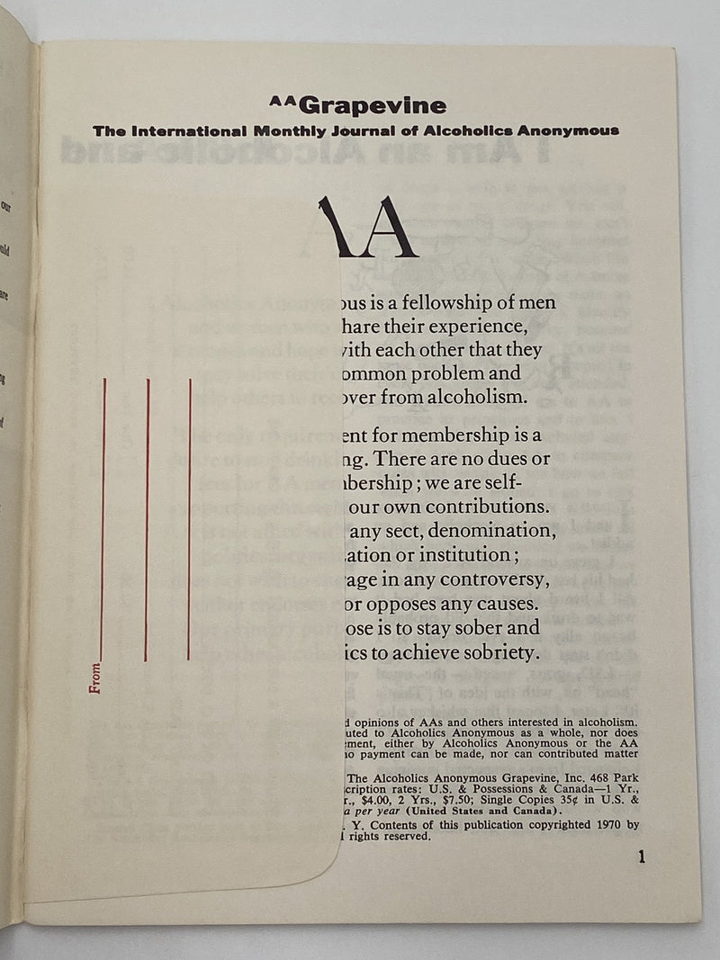 AA Grapevine - A Doctor’s 12 Observations - November 1970 Recovery Collectibles