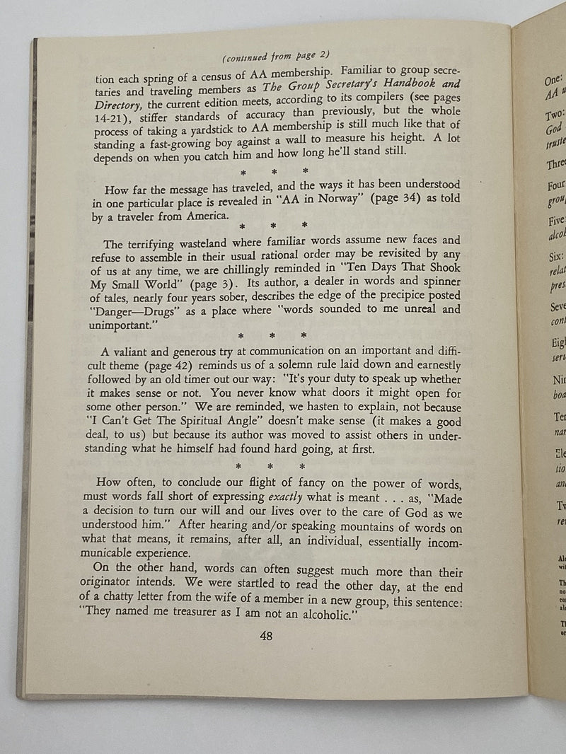 AA Grapevine - A Letter To Groups from Bill - July 1954 Recovery Collectibles