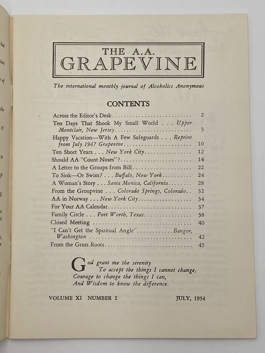 AA Grapevine - A Letter To Groups from Bill - July 1954 Recovery Collectibles