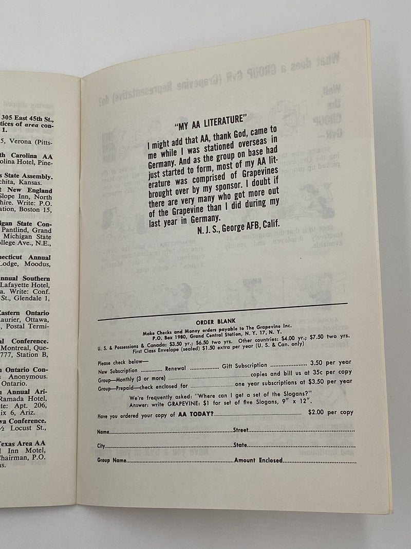 AA Grapevine - AA Attitudes - August 1963 Recovery Collectibles