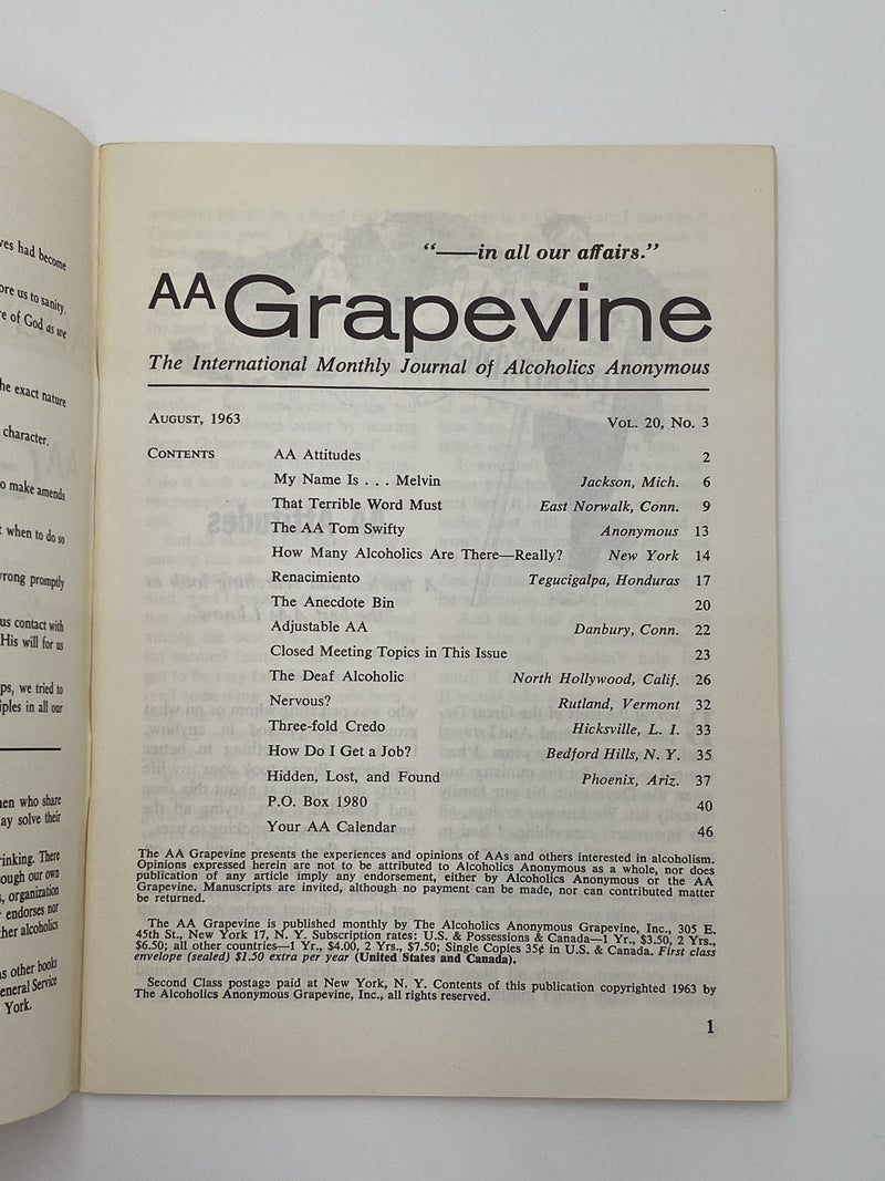 AA Grapevine - AA Attitudes - August 1963 Recovery Collectibles