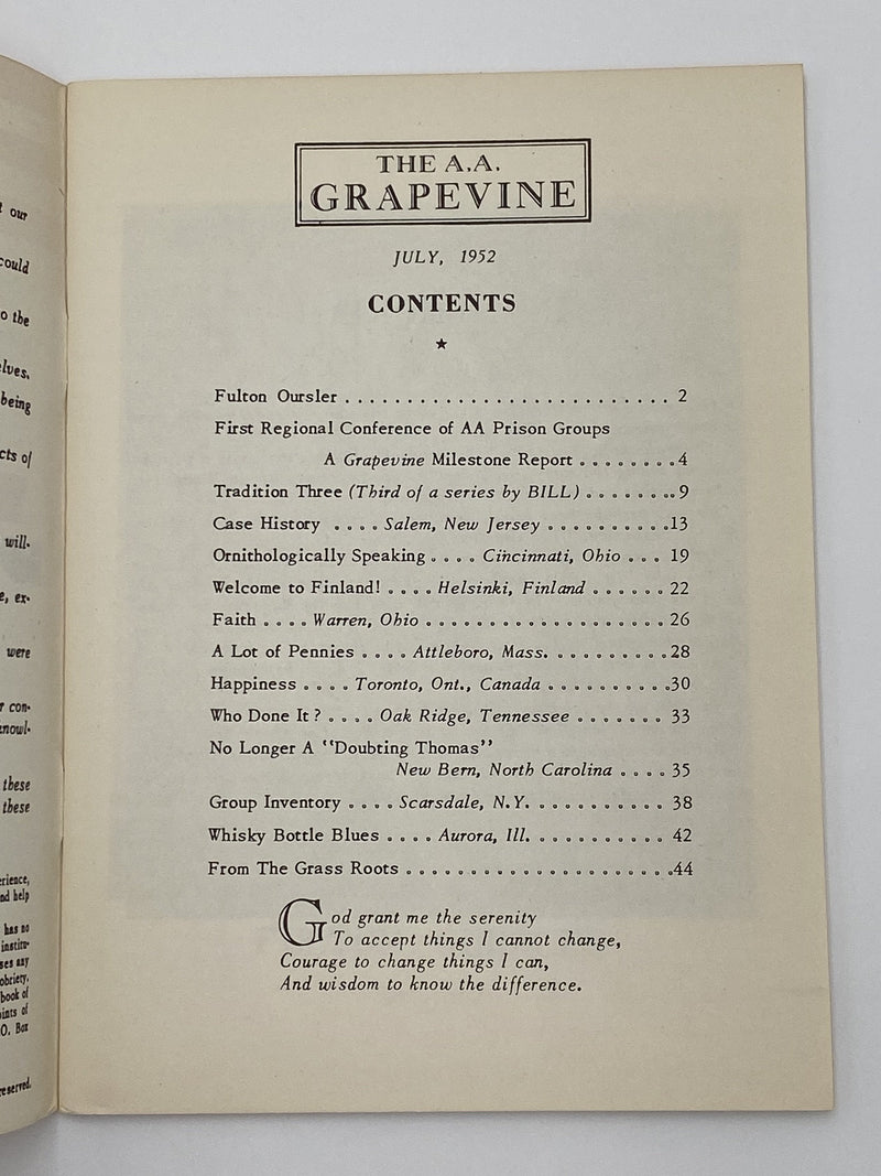 AA Grapevine - AA Prison Groups - July 1952 Recovery Collectibles