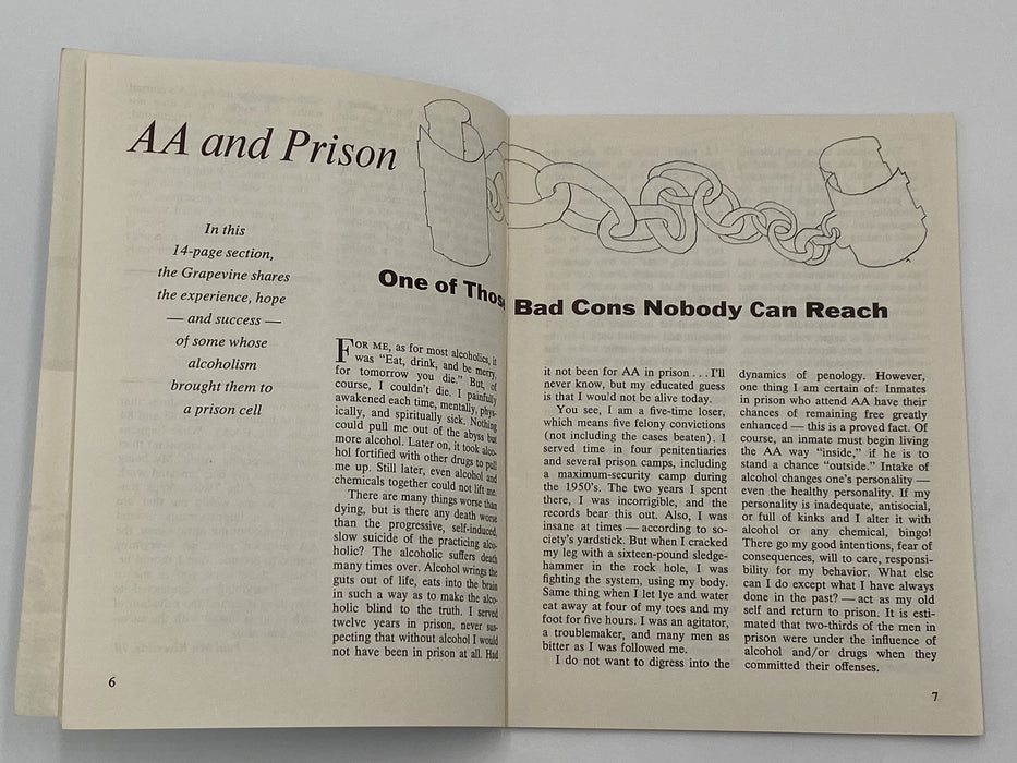 AA Grapevine - AA and Prison - July 1975 Recovery Collectibles