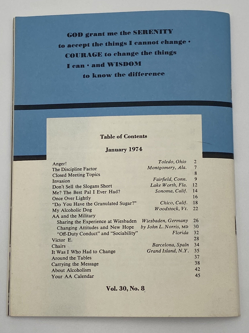 AA Grapevine - AA and the Military - January 1974 Recovery Collectibles