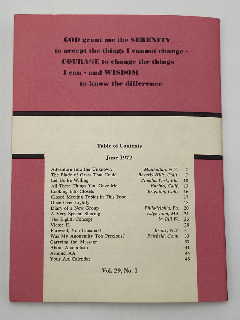 AA Grapevine - Adventure Into the Unknown - June 1972 Recovery Collectibles