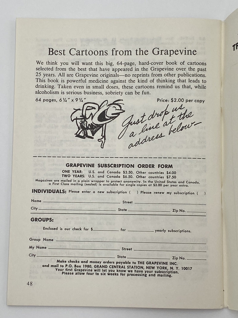 AA Grapevine - Amnesia - April 1974 Recovery Collectibles