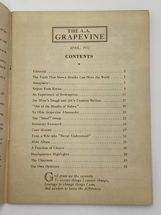 AA Grapevine - Anonymity - April 1951 Recovery Collectibles