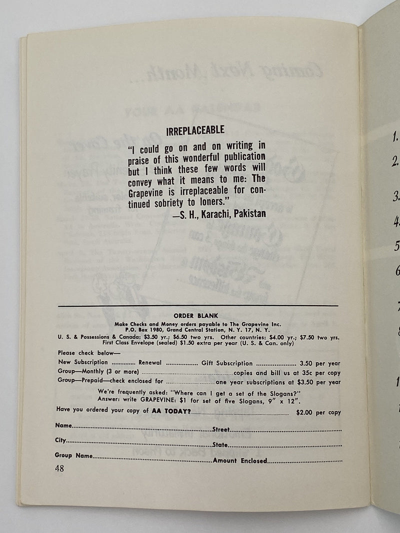 AA Grapevine - Anything Wrong With AA - March 1964 Recovery Collectibles